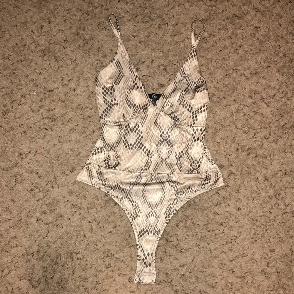 Snakeskin thong bodysuit
